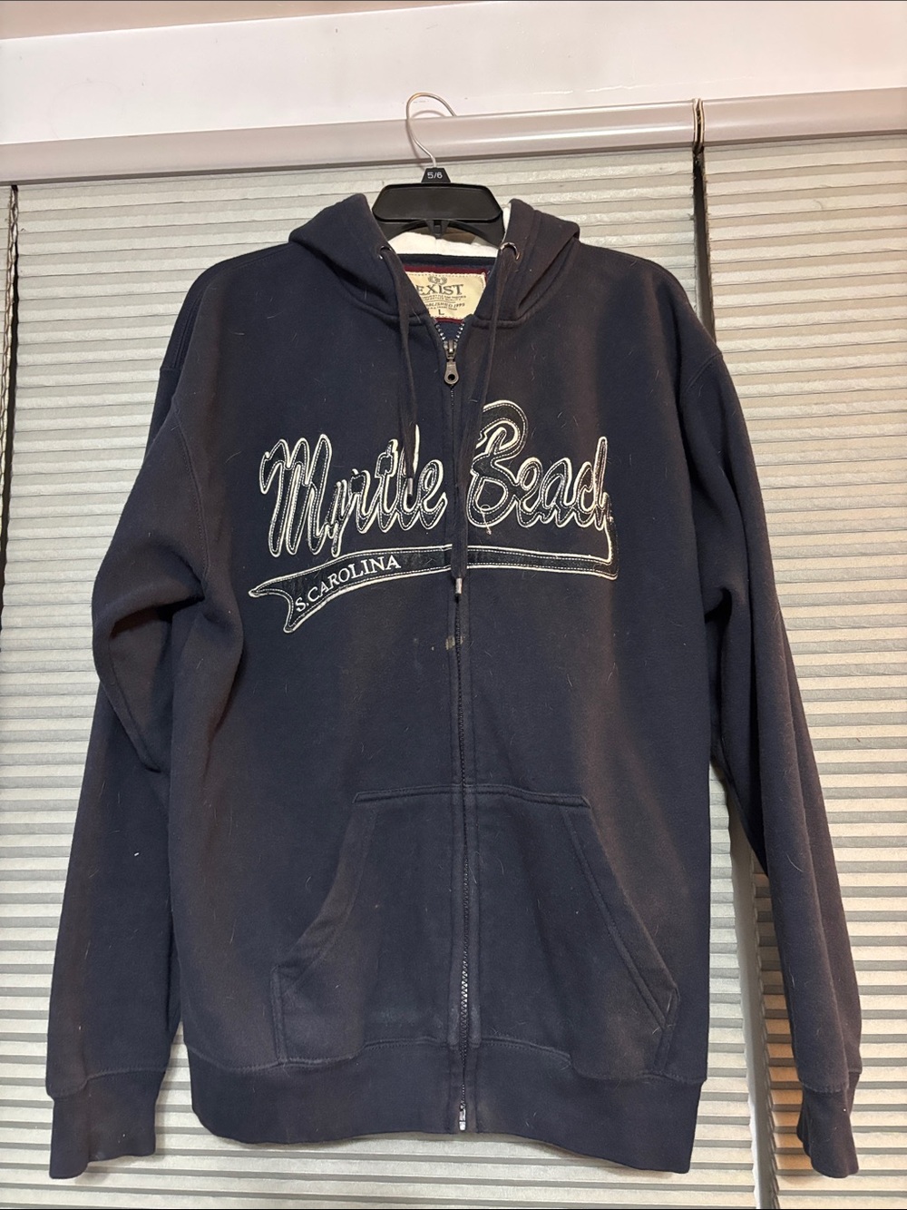 Exist Navy Blue Zip Hoodie with Cream Lining